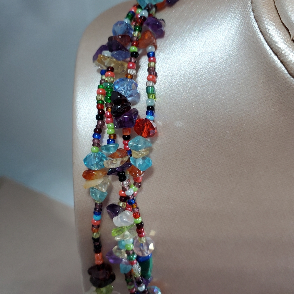 Multi Colored 4 Stranded Necklace Set - image 7